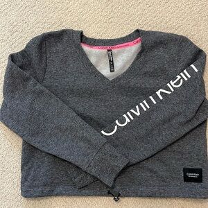 Women’s sweatshirt, cropped, Calvin Klein, large heather gray